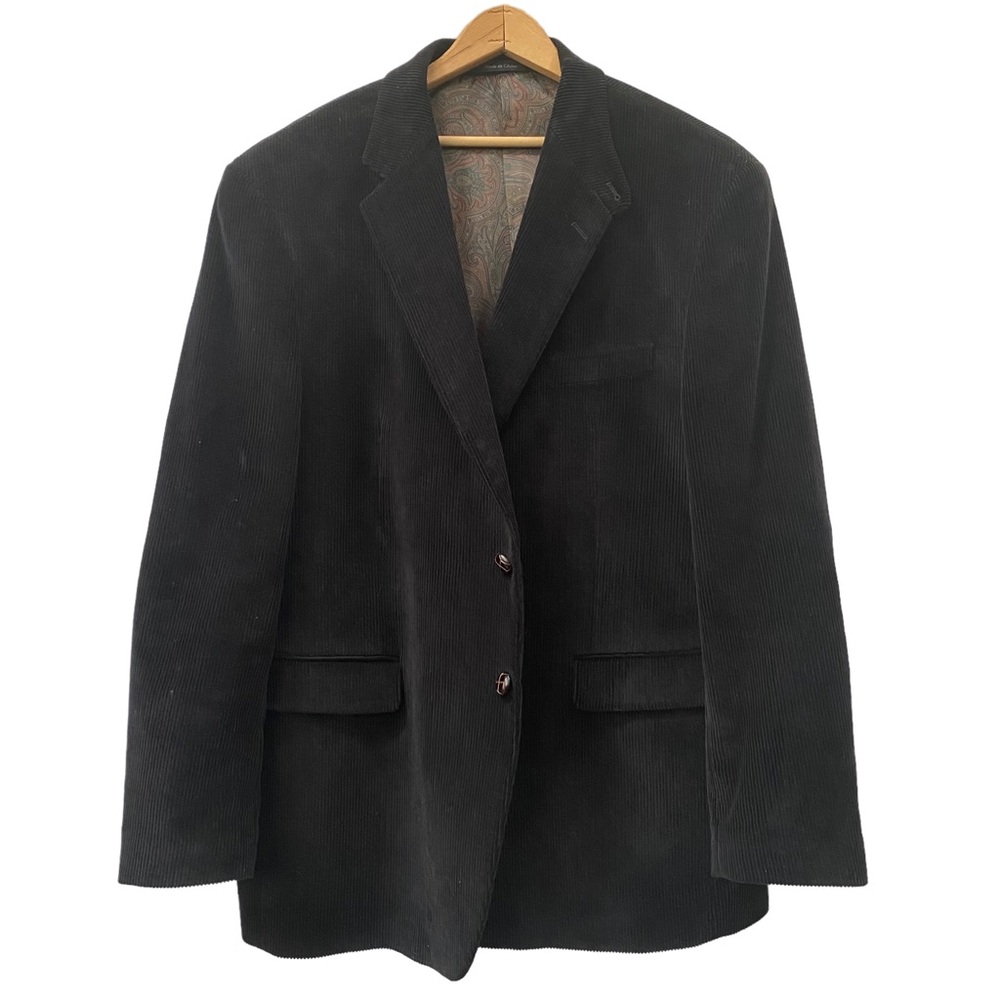 Lauren Ralph Lauren Black Corduroy Jacket Elbow Patch Mens Size 46R